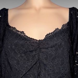 Torrid Women's Large Eyelet Smocked Waist And Sleeve Sweetheart Top